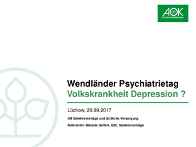 Vortrag: Das Behandlungsprogramm "Depression und Burn Out" der AOK Niedersachsen